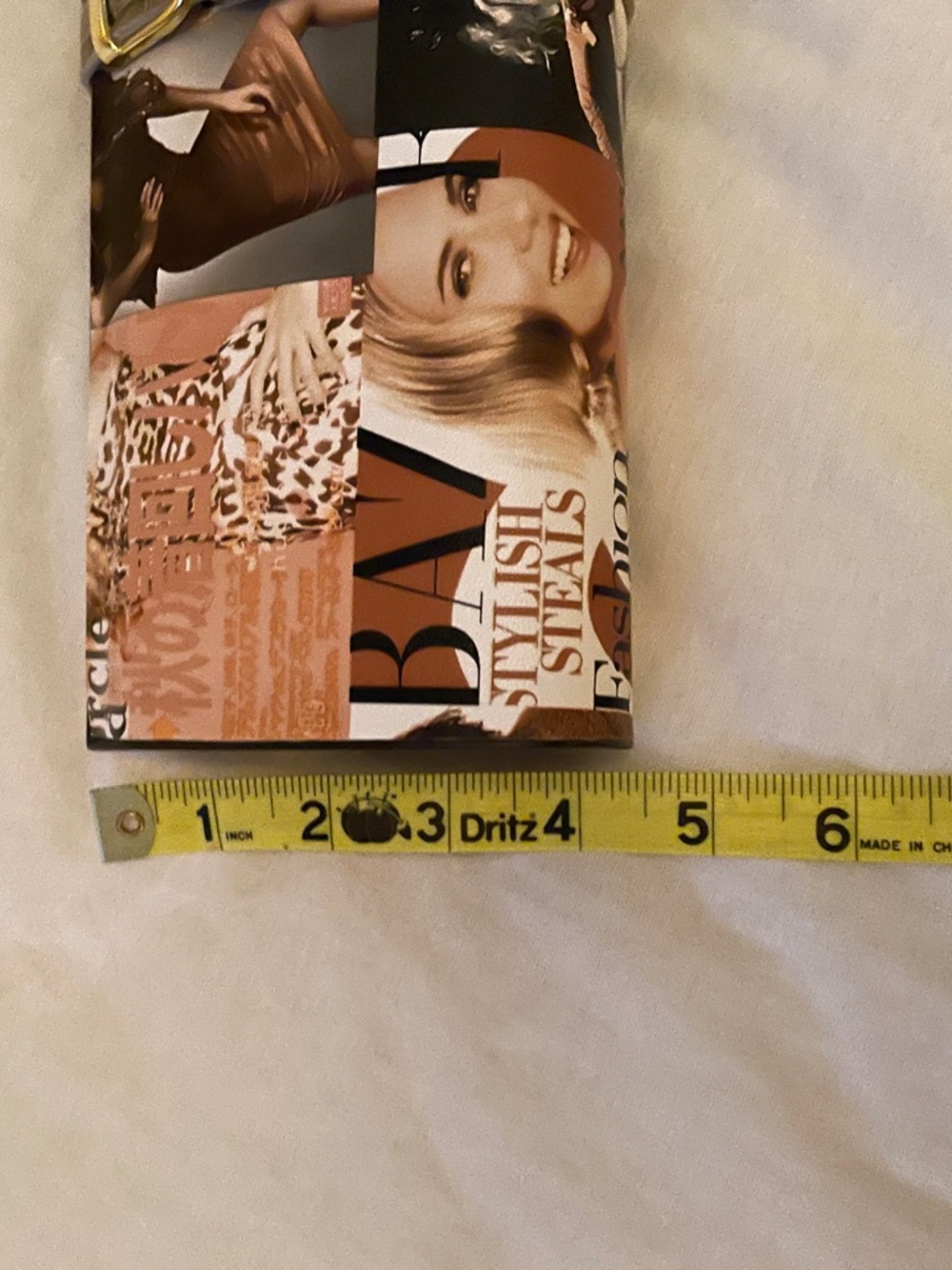 Women's Photo-Collage Print Clutch Handbag - Brown Tan. - Picture 9 of 11
